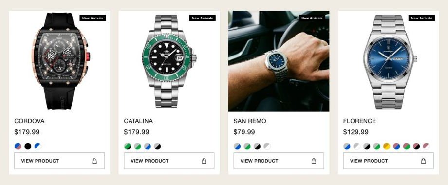 Lido best-sellers product grid with color swatches and View Product buttons